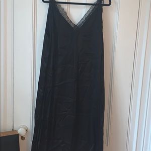 Black lace slip dress